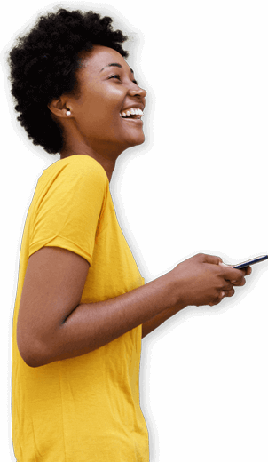 Happy lady holding Phone